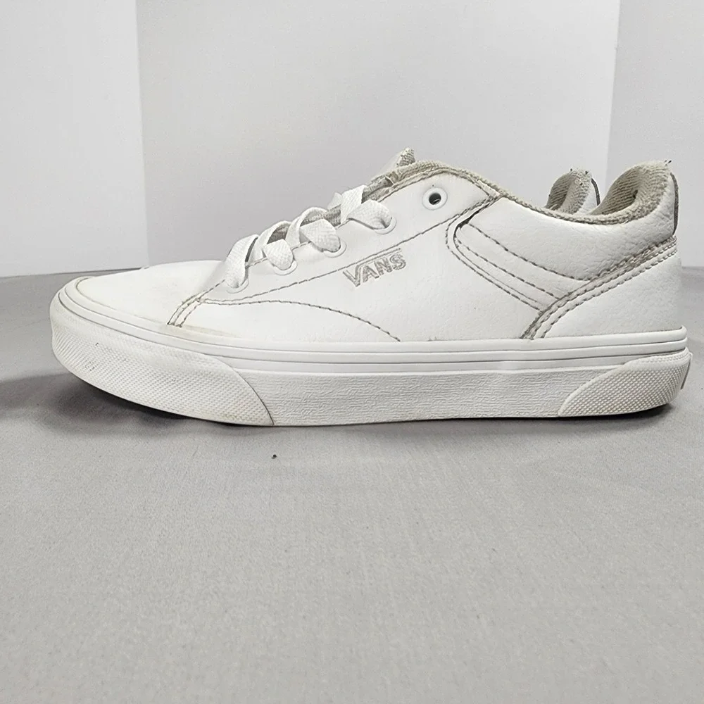 Vans Youth 2.0 White Leather Low Top Lace Up Skate Sneakers 500714